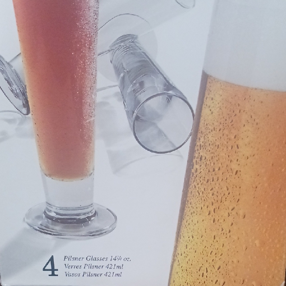 Libbey Stockholm Pilsner Beer Glasses Set of 4, Tall Pint Glasses